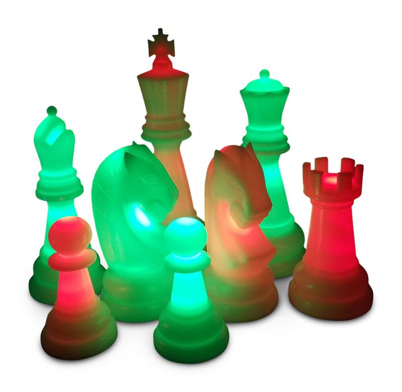 MegaChess 48 Inch Perfect Light-Up Giant Chess Set with Day Time Pieces | Red/Green/Black | GiantChessUSA