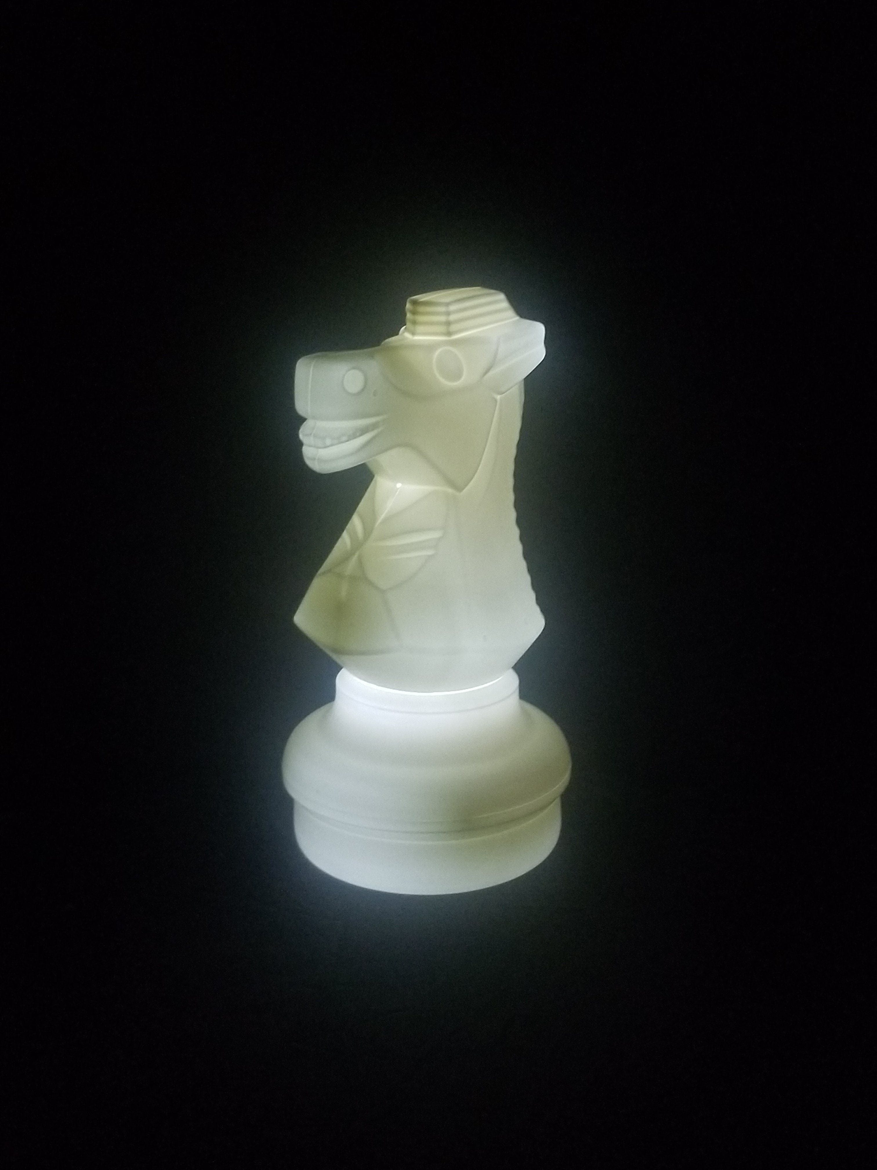 18 Inch LED Knight Individual Plastic Chess Piece -White | Giant Outdoor Chess | | GiantChessUSA