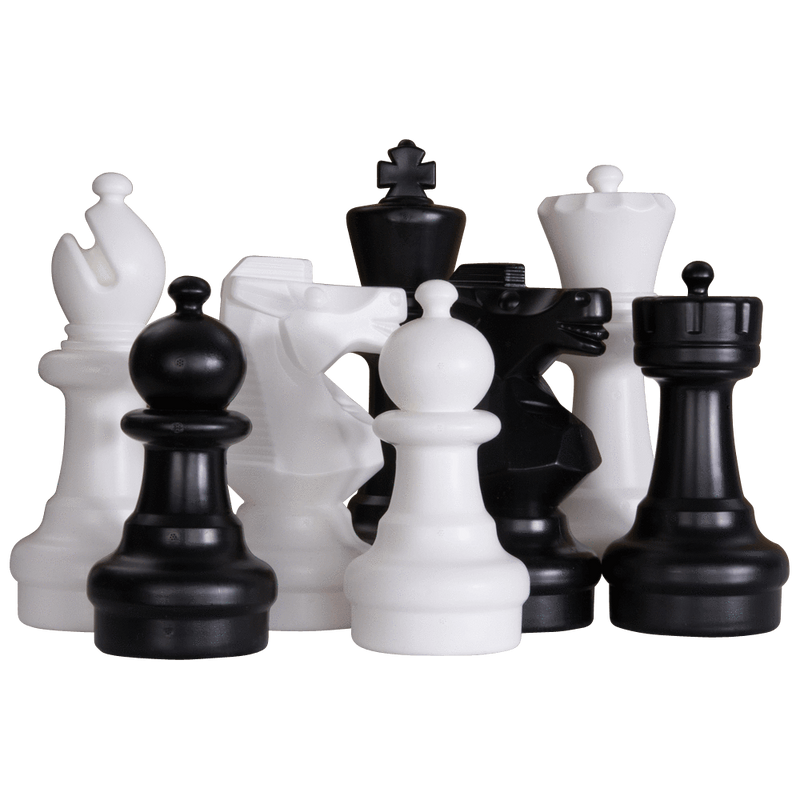 MegaChess Large Chess Pieces and Large Chess Mat - Black and White - Plastic - 12 inch King |  | GiantChessUSA
