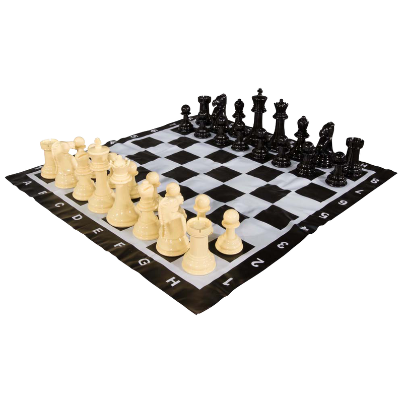 MEGACHESS Large Chess Set - 8-inch King with Large Checkers Set and Giant Vinyl Chess Mat |  | GiantChessUSA