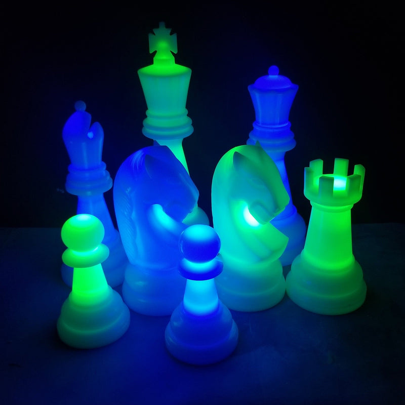 The MegaChess 38 Inch Perfect LED Giant Chess Set | Blue/Green | GiantChessUSA