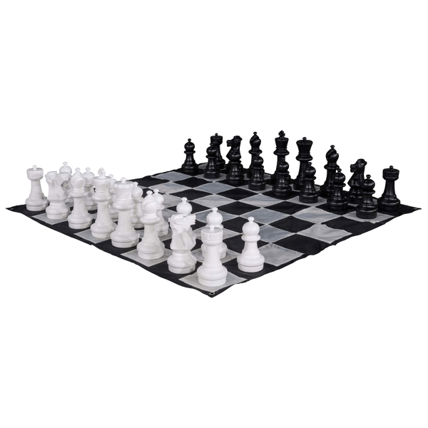 MegaChess Large Chess Pieces and Large Chess Mat - Black and White - Plastic - 12 inch King | Default Title | GiantChessUSA