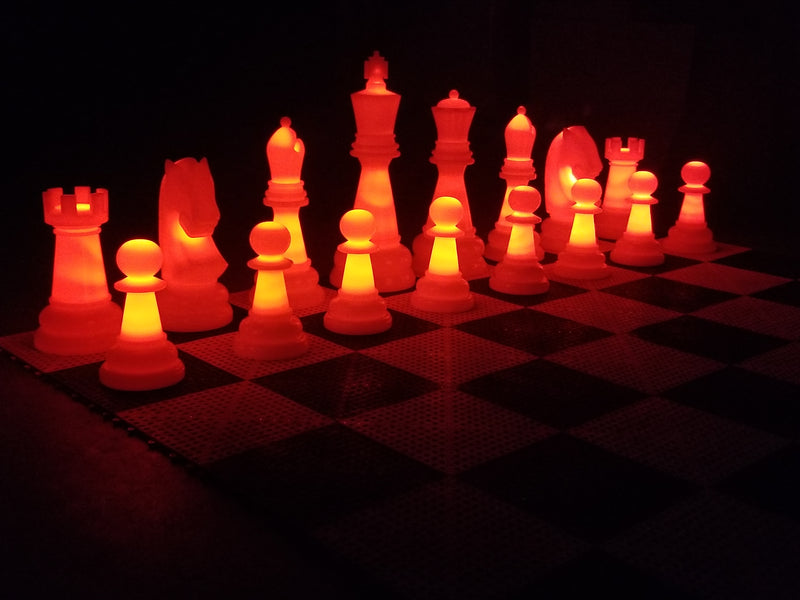 MegaChess 26 Inch Perfect Light-up LED Giant Chess Set  One Side LED and One Side Black | Red | GiantChessUSA